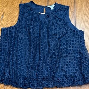 Liz Claiborne Navy Textured Sleeveless Blouse